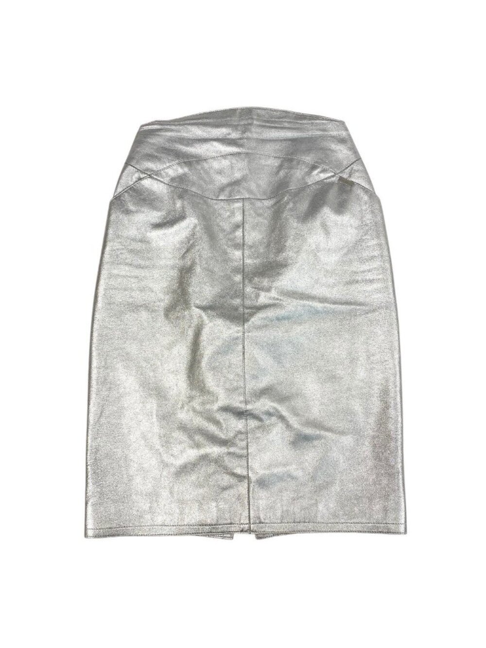 Chanel Leather Skirt Logo Plate Silver Lambskin 38